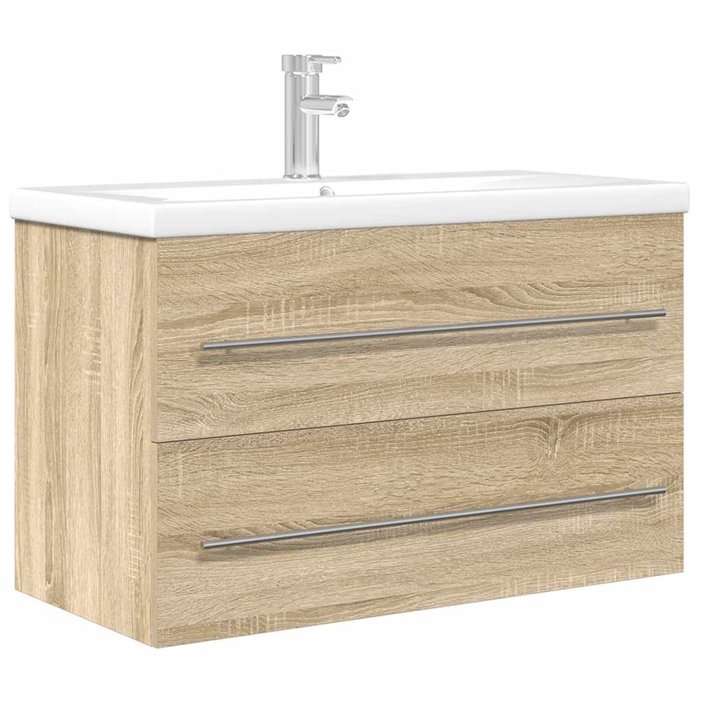 2-delige Badkamermeubelset bewerkt hout sonoma eikenkleurig is nu te koop bij PeponiXL, paradijselijk wonen!