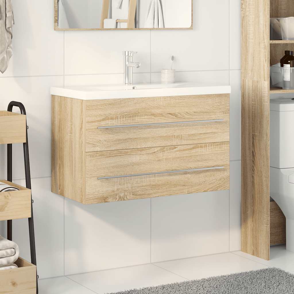 2-delige Badkamermeubelset bewerkt hout sonoma eikenkleurig is nu te koop bij PeponiXL, paradijselijk wonen!