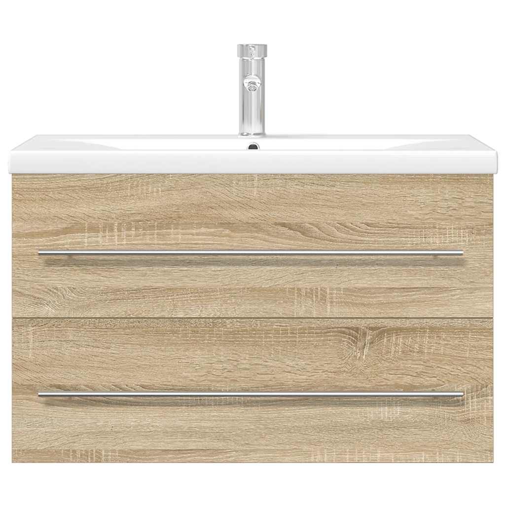 2-delige Badkamermeubelset bewerkt hout sonoma eikenkleurig is nu te koop bij PeponiXL, paradijselijk wonen!