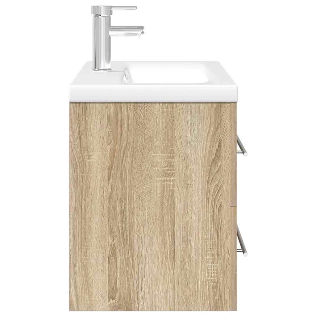 2-delige Badkamermeubelset bewerkt hout sonoma eikenkleurig is nu te koop bij PeponiXL, paradijselijk wonen!