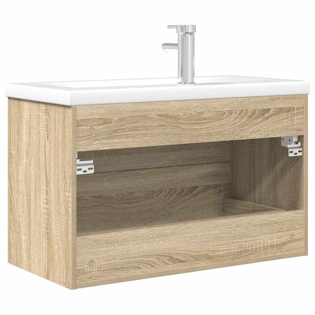 2-delige Badkamermeubelset bewerkt hout sonoma eikenkleurig is nu te koop bij PeponiXL, paradijselijk wonen!
