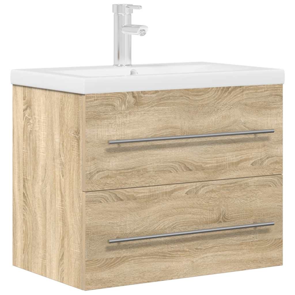 2-delige Badkamermeubelset bewerkt hout sonoma eikenkleurig is nu te koop bij PeponiXL, paradijselijk wonen!