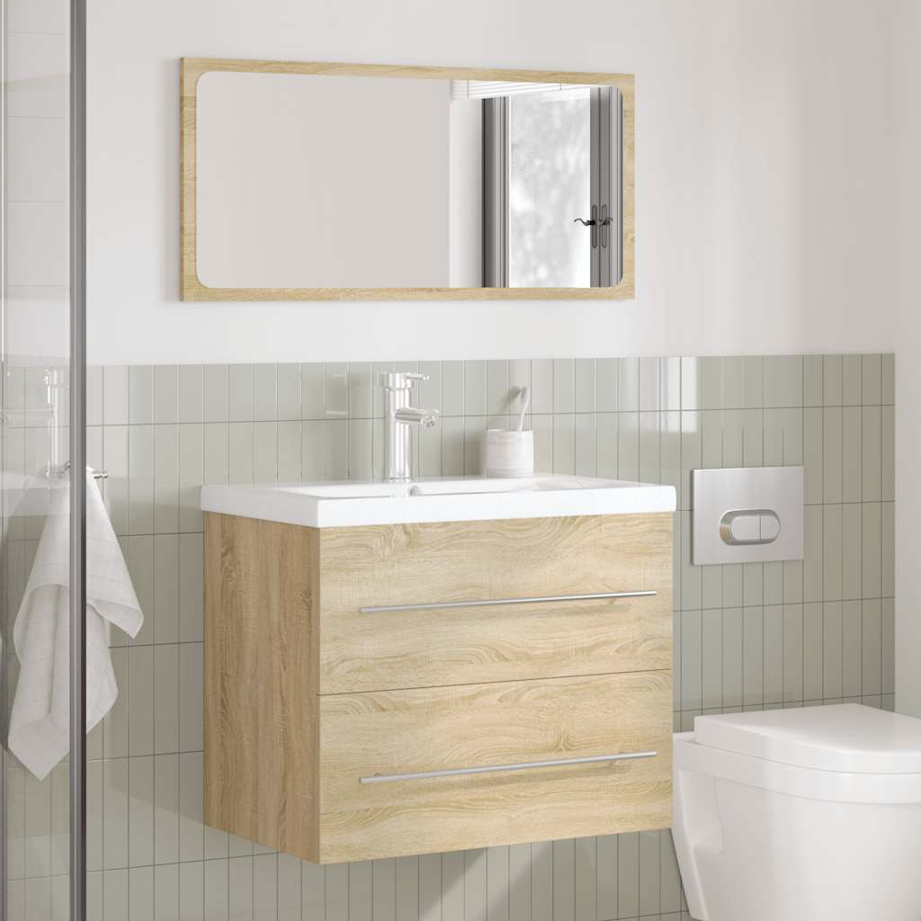 2-delige Badkamermeubelset bewerkt hout sonoma eikenkleurig is nu te koop bij PeponiXL, paradijselijk wonen!