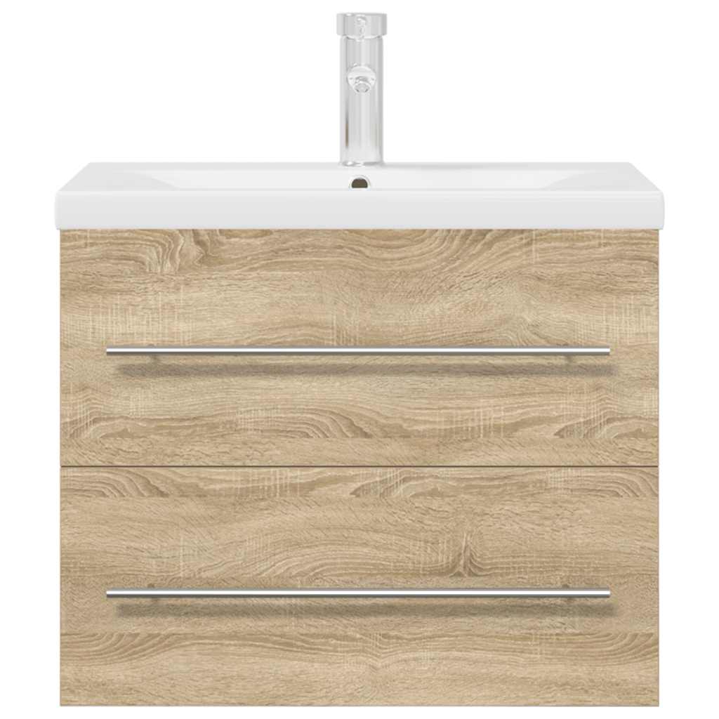 2-delige Badkamermeubelset bewerkt hout sonoma eikenkleurig is nu te koop bij PeponiXL, paradijselijk wonen!