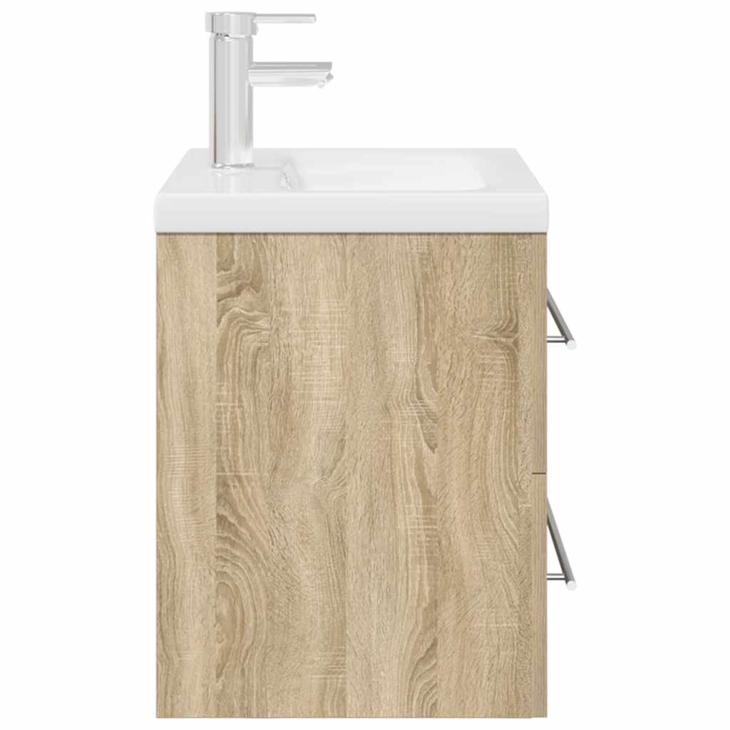 2-delige Badkamermeubelset bewerkt hout sonoma eikenkleurig is nu te koop bij PeponiXL, paradijselijk wonen!