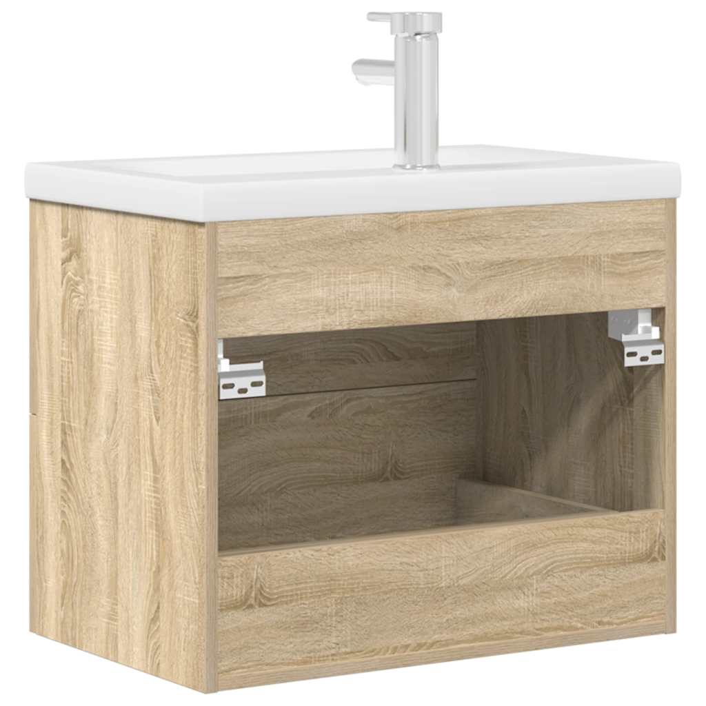 2-delige Badkamermeubelset bewerkt hout sonoma eikenkleurig is nu te koop bij PeponiXL, paradijselijk wonen!