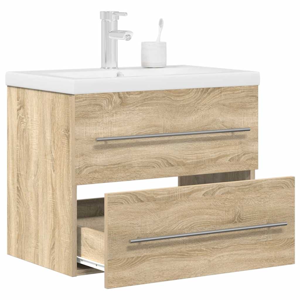 2-delige Badkamermeubelset bewerkt hout sonoma eikenkleurig is nu te koop bij PeponiXL, paradijselijk wonen!