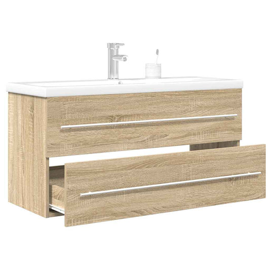 2-delige Badkamermeubelset bewerkt hout sonoma eikenkleurig is nu te koop bij PeponiXL, paradijselijk wonen!