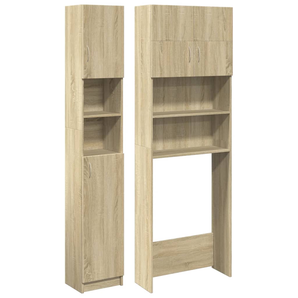2-delige Badkamermeubelset bewerkt hout sonoma eikenkleurig is nu te koop bij PeponiXL, paradijselijk wonen!
