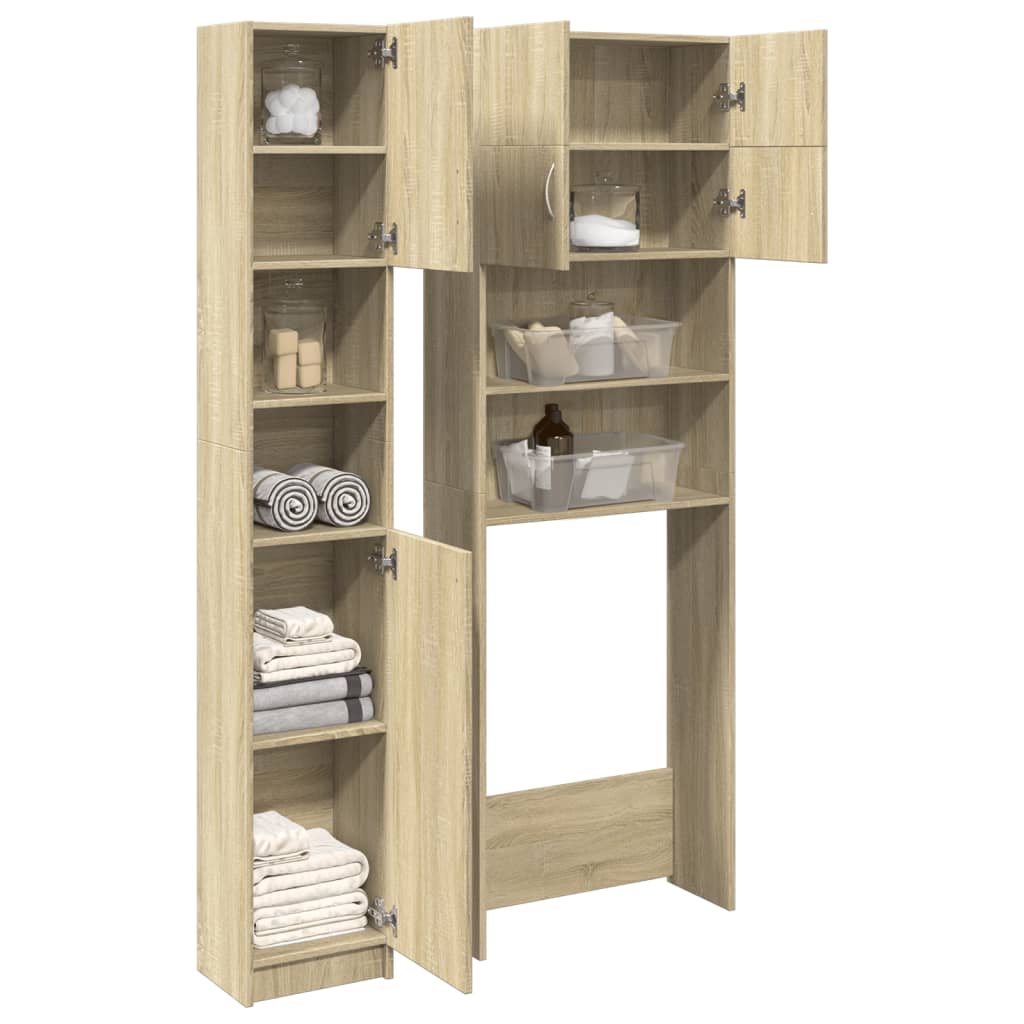 2-delige Badkamermeubelset bewerkt hout sonoma eikenkleurig is nu te koop bij PeponiXL, paradijselijk wonen!