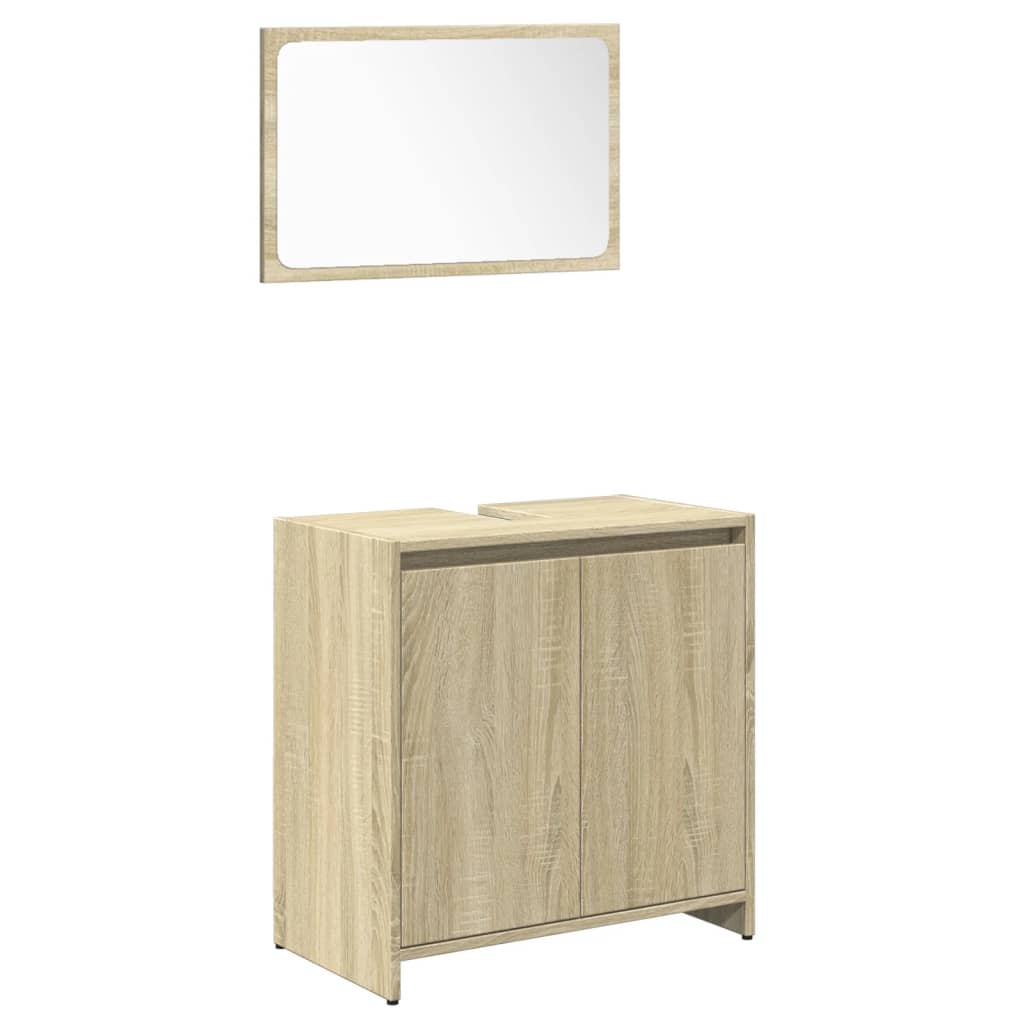 4-delige Badkamermeubelset bewerkt hout sonoma eikenkleurig is nu te koop bij PeponiXL, paradijselijk wonen!