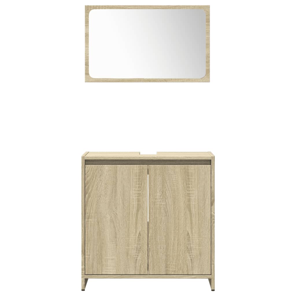 4-delige Badkamermeubelset bewerkt hout sonoma eikenkleurig is nu te koop bij PeponiXL, paradijselijk wonen!