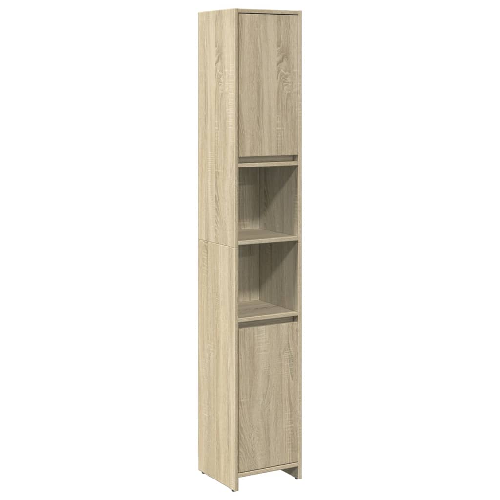 4-delige Badkamermeubelset bewerkt hout sonoma eikenkleurig is nu te koop bij PeponiXL, paradijselijk wonen!