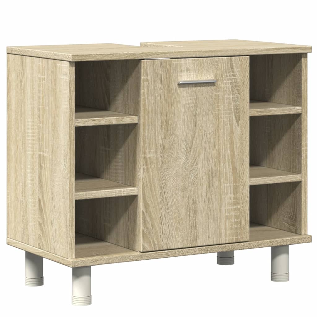 4-delige Badkamermeubelset bewerkt hout sonoma eikenkleurig is nu te koop bij PeponiXL, paradijselijk wonen!