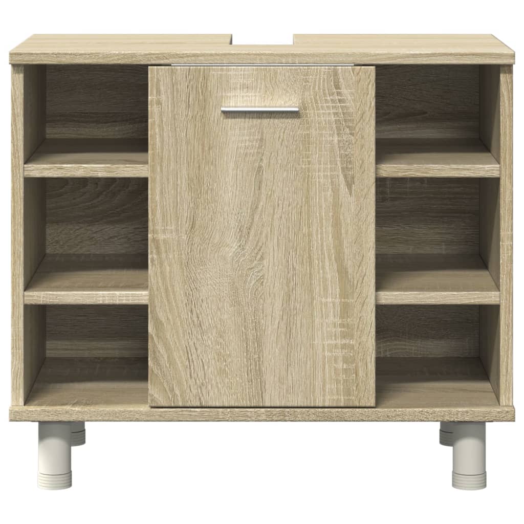 4-delige Badkamermeubelset bewerkt hout sonoma eikenkleurig is nu te koop bij PeponiXL, paradijselijk wonen!