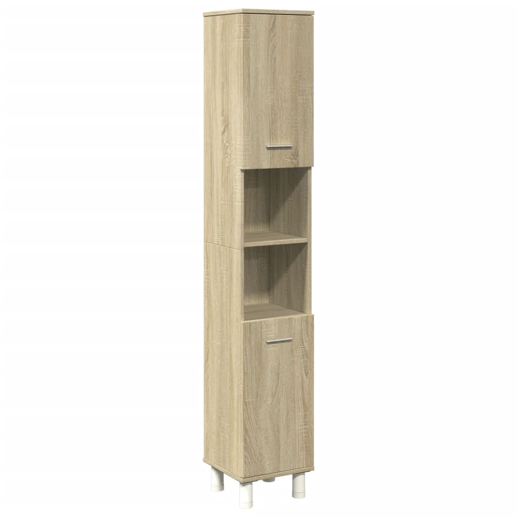 4-delige Badkamermeubelset bewerkt hout sonoma eikenkleurig is nu te koop bij PeponiXL, paradijselijk wonen!