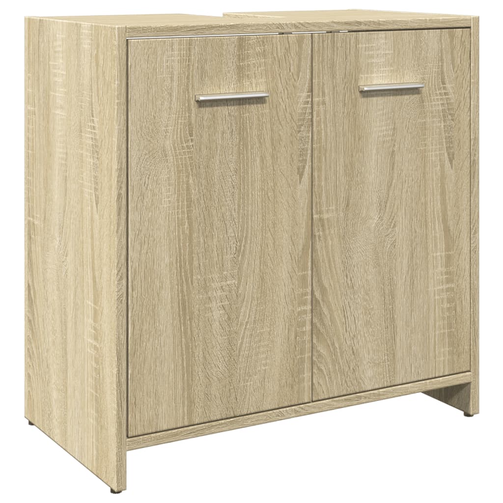 3-delige Badkamermeubelset bewerkt hout sonoma eikenkleurig is nu te koop bij PeponiXL, paradijselijk wonen!