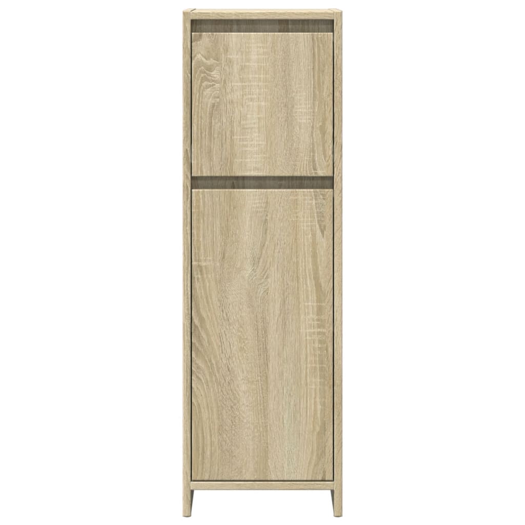 3-delige Badkamermeubelset bewerkt hout sonoma eikenkleurig is nu te koop bij PeponiXL, paradijselijk wonen!
