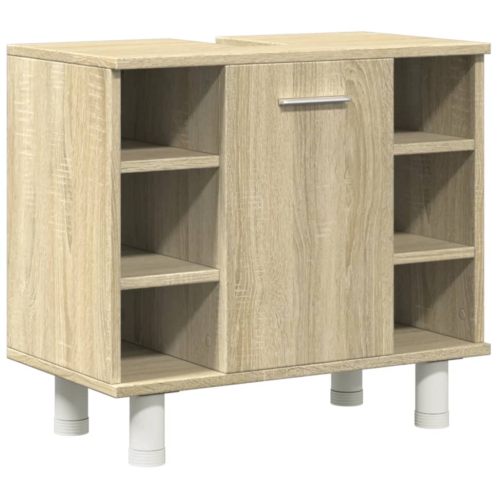 3-delige Badkamermeubelset bewerkt hout sonoma eikenkleurig is nu te koop bij PeponiXL, paradijselijk wonen!