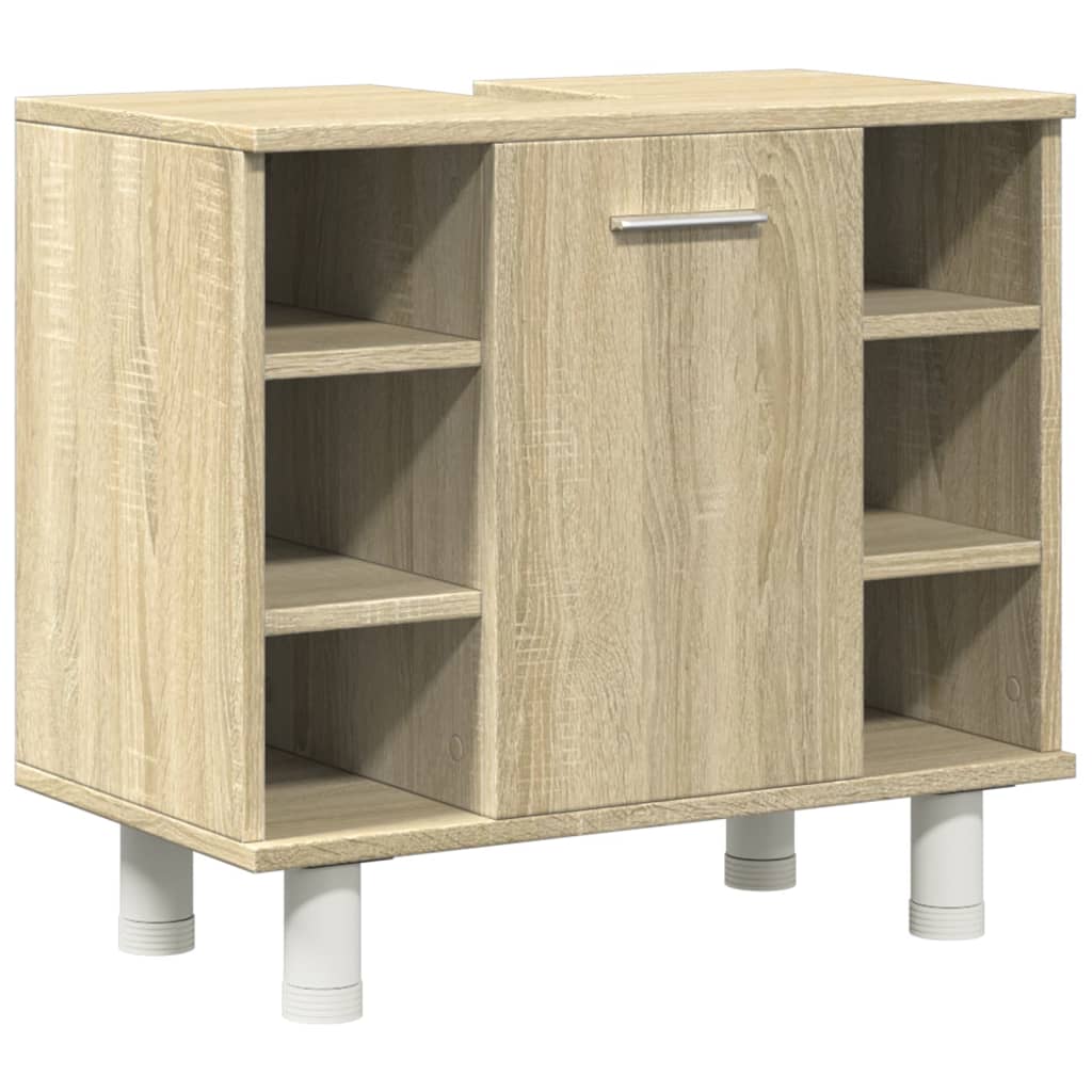 3-delige Badkamermeubelset bewerkt hout sonoma eikenkleurig is nu te koop bij PeponiXL, paradijselijk wonen!