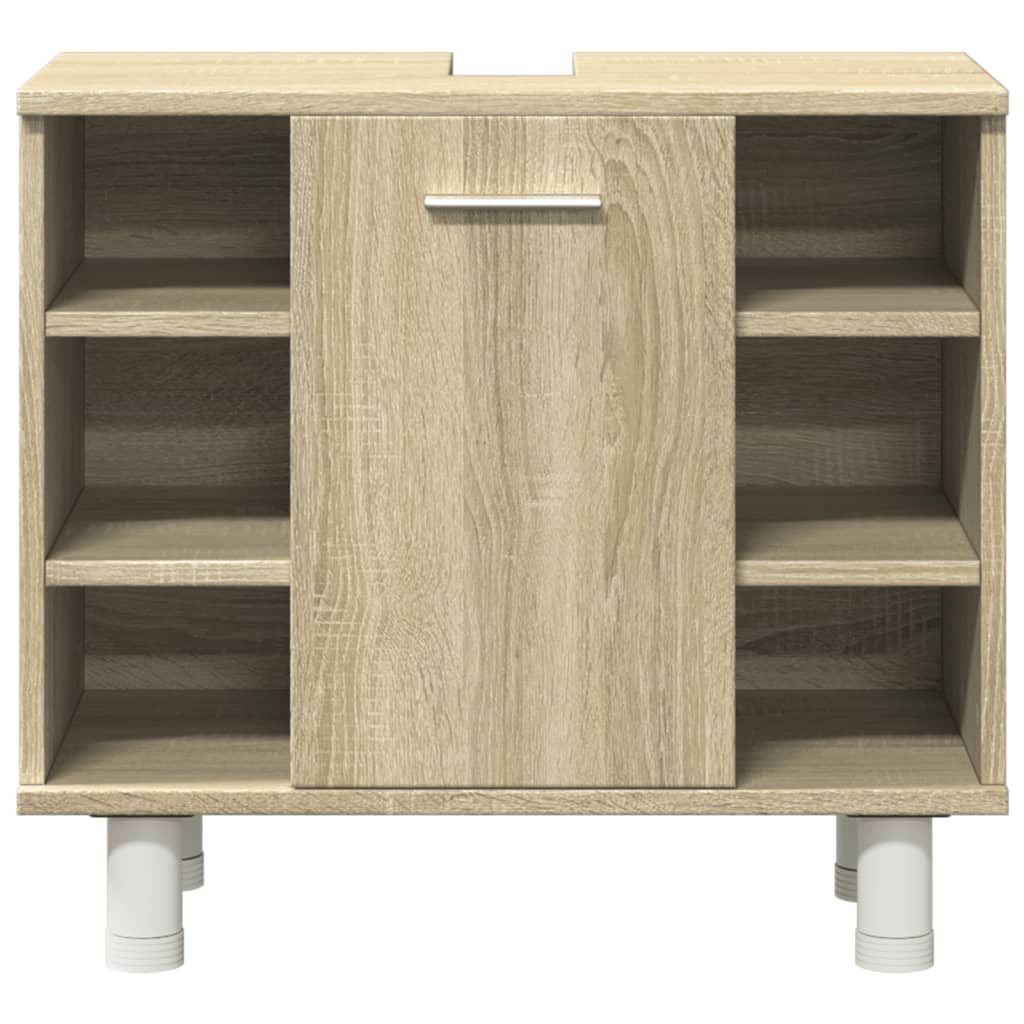 3-delige Badkamermeubelset bewerkt hout sonoma eikenkleurig is nu te koop bij PeponiXL, paradijselijk wonen!