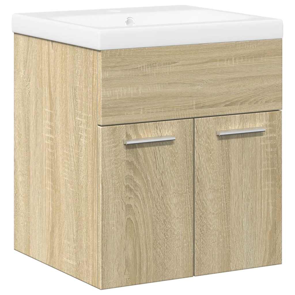 2-delige Badkamermeubelset bewerkt hout sonoma eikenkleurig is nu te koop bij PeponiXL, paradijselijk wonen!