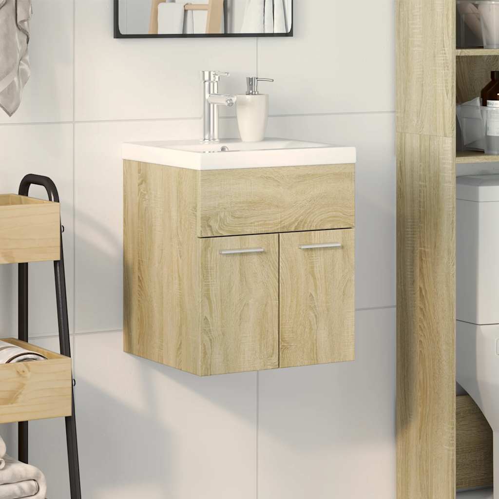 2-delige Badkamermeubelset bewerkt hout sonoma eikenkleurig is nu te koop bij PeponiXL, paradijselijk wonen!