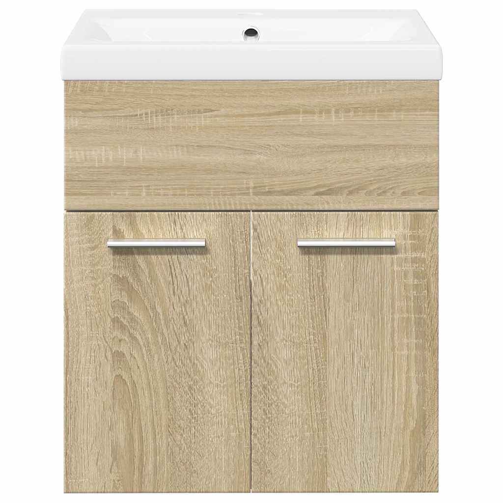 2-delige Badkamermeubelset bewerkt hout sonoma eikenkleurig is nu te koop bij PeponiXL, paradijselijk wonen!