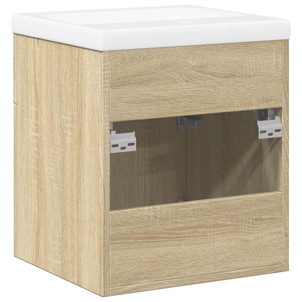 2-delige Badkamermeubelset bewerkt hout sonoma eikenkleurig is nu te koop bij PeponiXL, paradijselijk wonen!