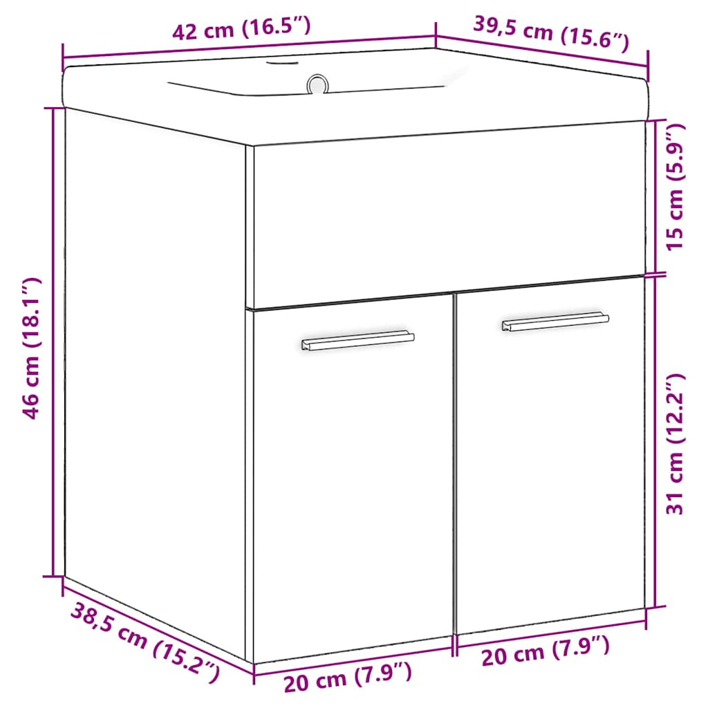 2-delige Badkamermeubelset bewerkt hout sonoma eikenkleurig is nu te koop bij PeponiXL, paradijselijk wonen!