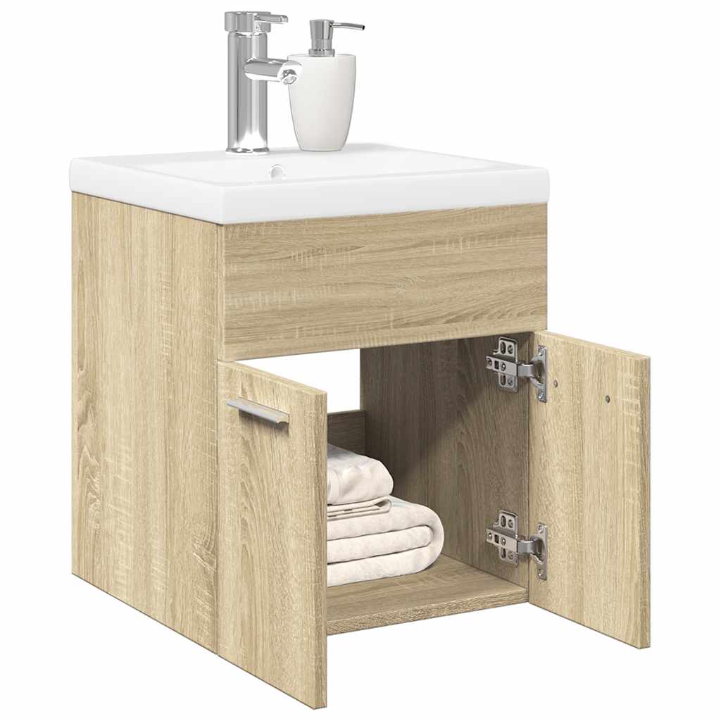 2-delige Badkamermeubelset bewerkt hout sonoma eikenkleurig is nu te koop bij PeponiXL, paradijselijk wonen!