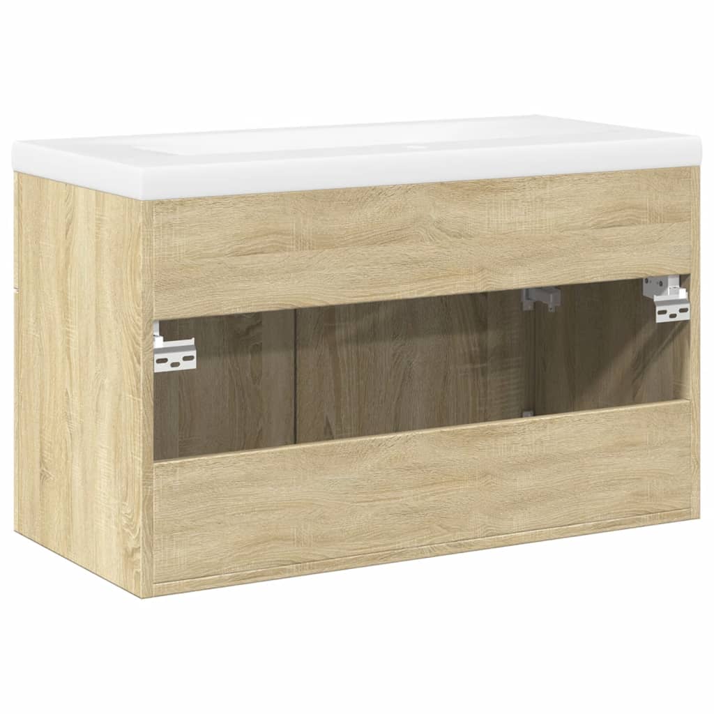 Wastafelkast met ingebouwde wasbak sonoma eikenkleurig is nu te koop bij PeponiXL, paradijselijk wonen!
