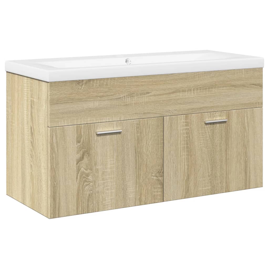 Wastafelkast met ingebouwde wasbak sonoma eikenkleurig is nu te koop bij PeponiXL, paradijselijk wonen!