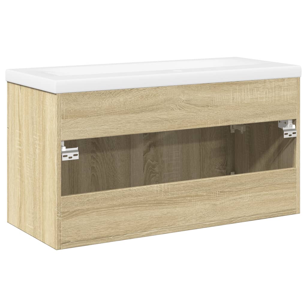 Wastafelkast met ingebouwde wasbak sonoma eikenkleurig is nu te koop bij PeponiXL, paradijselijk wonen!