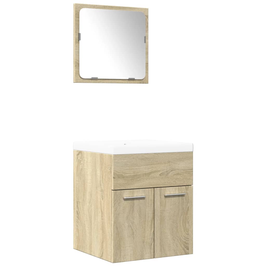 3-delige Badkamermeubelset bewerkt hout sonoma eikenkleurig is nu te koop bij PeponiXL, paradijselijk wonen!