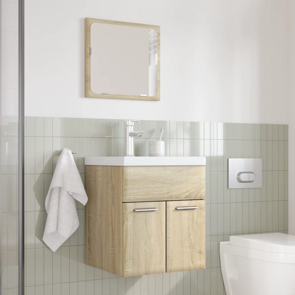 3-delige Badkamermeubelset bewerkt hout sonoma eikenkleurig is nu te koop bij PeponiXL, paradijselijk wonen!