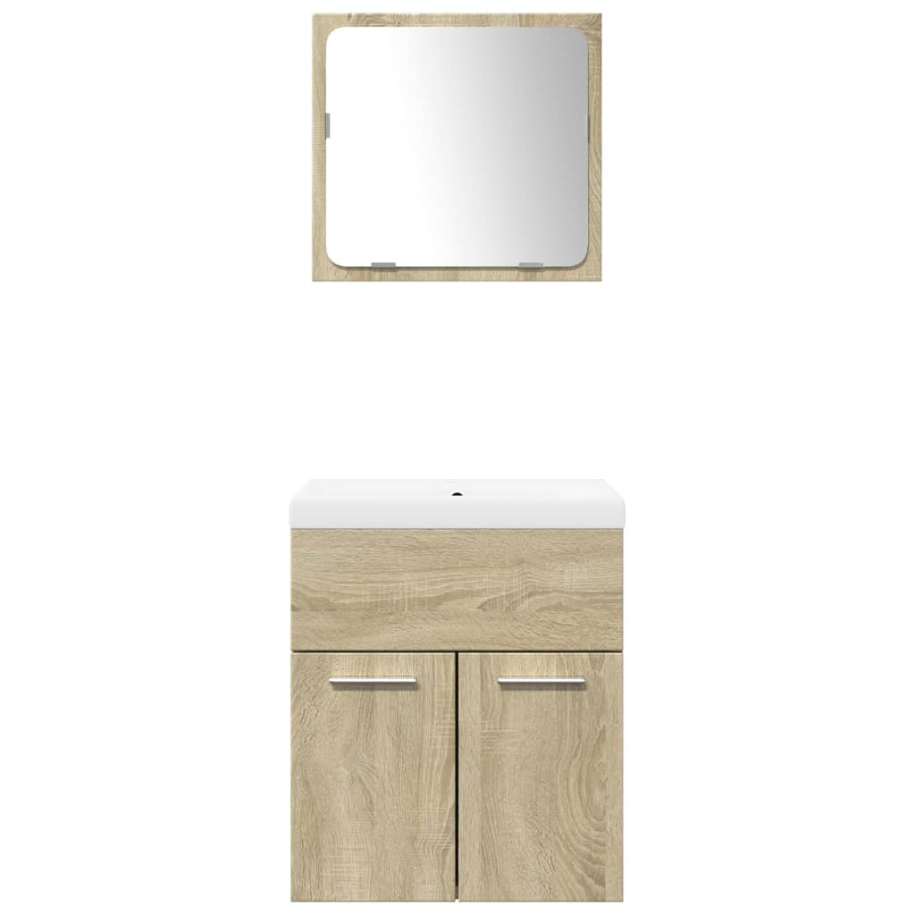 3-delige Badkamermeubelset bewerkt hout sonoma eikenkleurig is nu te koop bij PeponiXL, paradijselijk wonen!