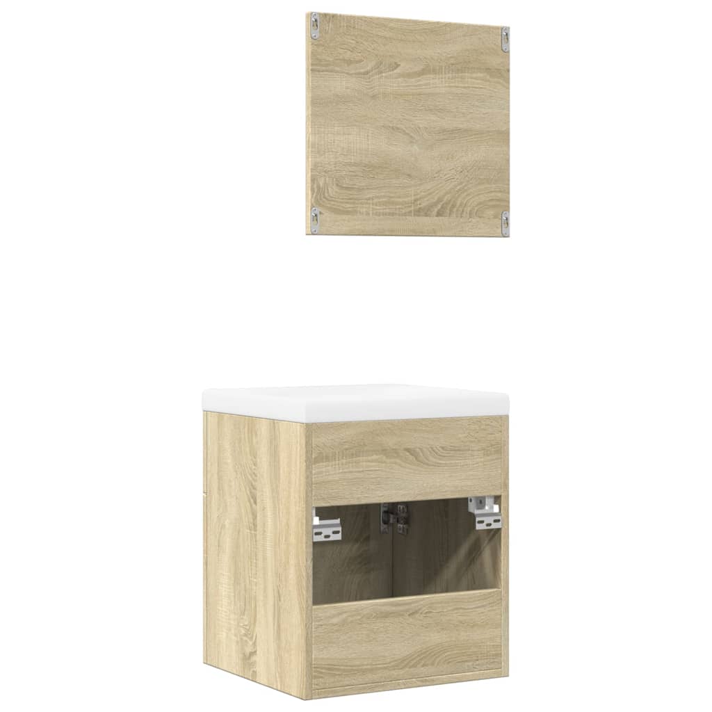 3-delige Badkamermeubelset bewerkt hout sonoma eikenkleurig is nu te koop bij PeponiXL, paradijselijk wonen!