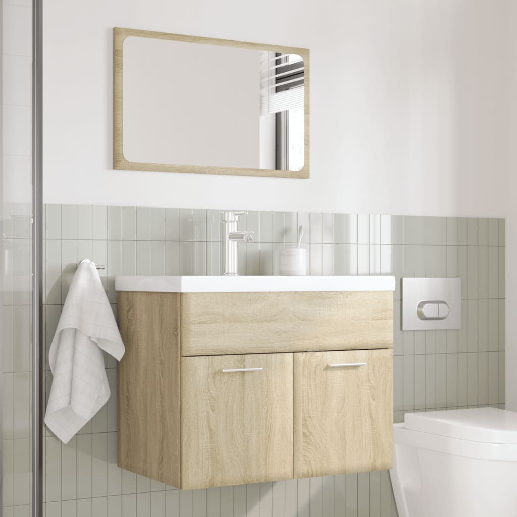 3-delige Badkamermeubelset bewerkt hout sonoma eikenkleurig is nu te koop bij PeponiXL, paradijselijk wonen!