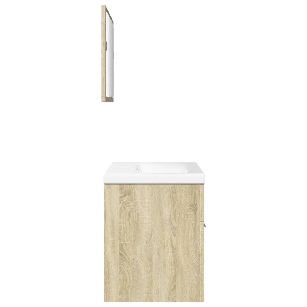 3-delige Badkamermeubelset bewerkt hout sonoma eikenkleurig is nu te koop bij PeponiXL, paradijselijk wonen!