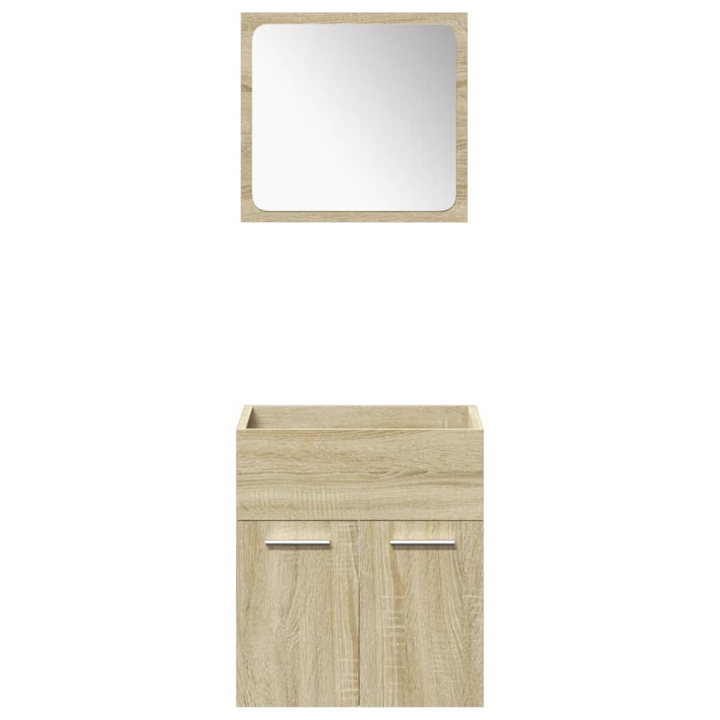 4-delige Badkamermeubelset bewerkt hout sonoma eikenkleurig is nu te koop bij PeponiXL, paradijselijk wonen!