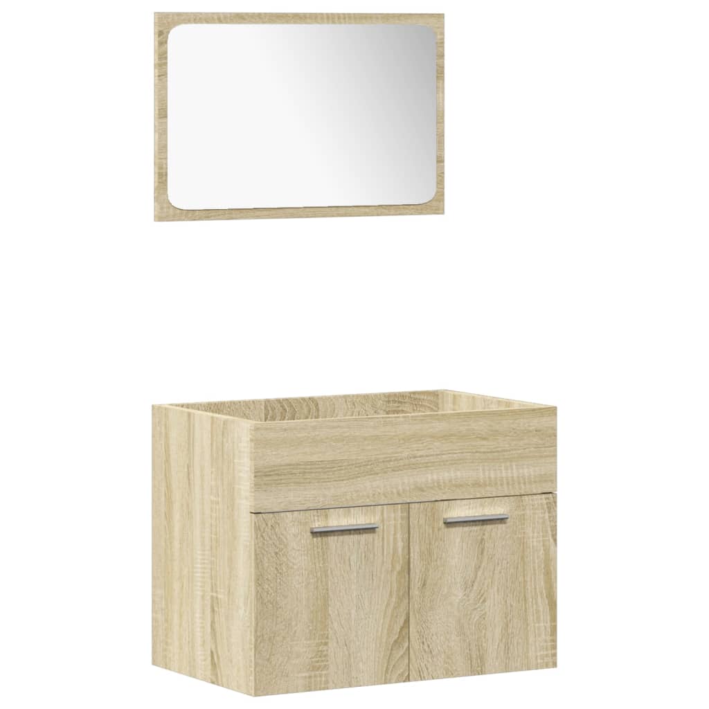 4-delige Badkamermeubelset bewerkt hout sonoma eikenkleurig is nu te koop bij PeponiXL, paradijselijk wonen!