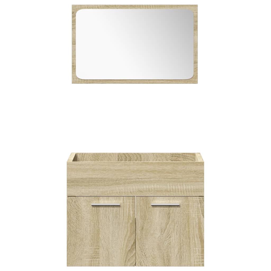 4-delige Badkamermeubelset bewerkt hout sonoma eikenkleurig is nu te koop bij PeponiXL, paradijselijk wonen!
