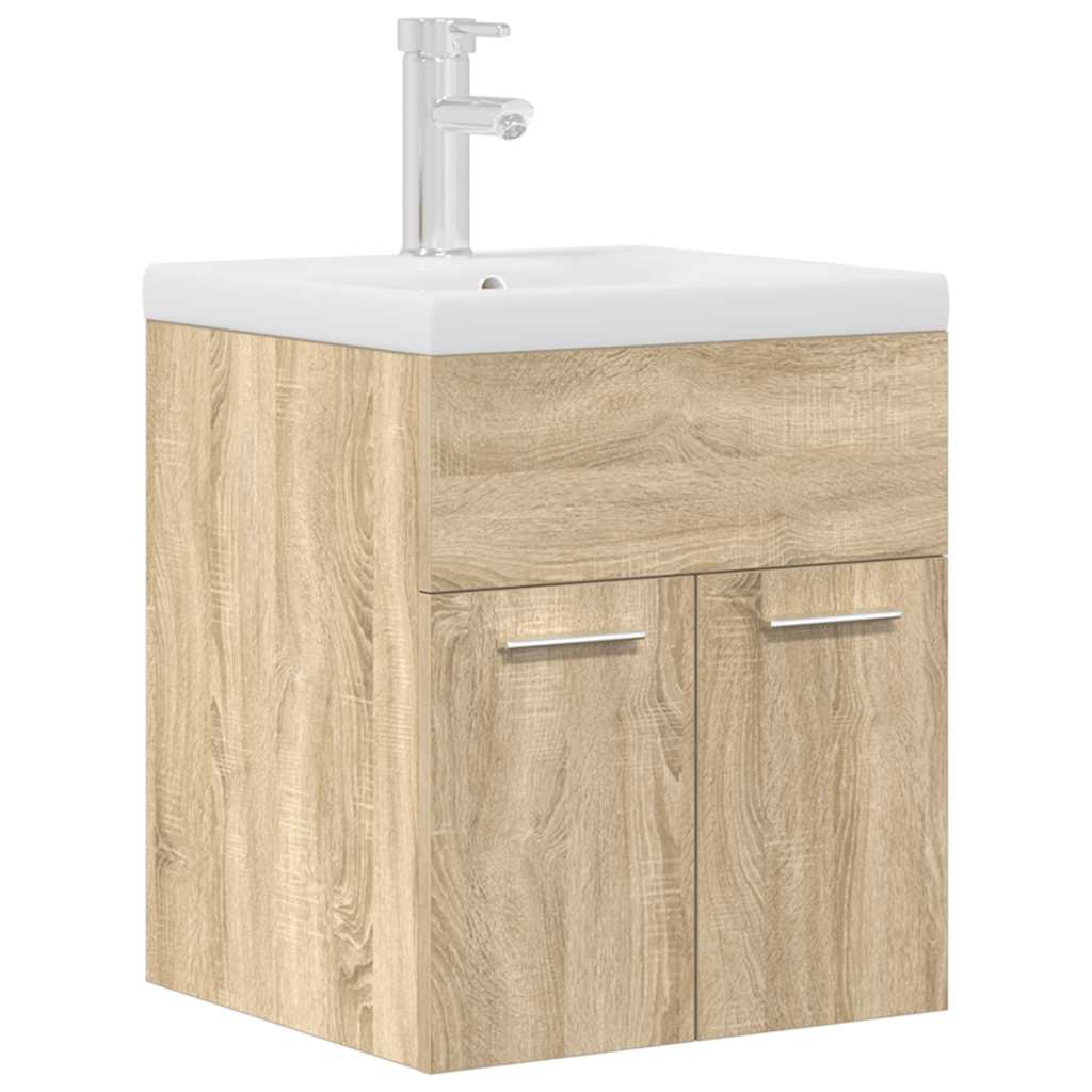 Wastafelmeubel met inbouwwastafel en kraan Sonoma eikenhout is nu te koop bij PeponiXL, paradijselijk wonen!