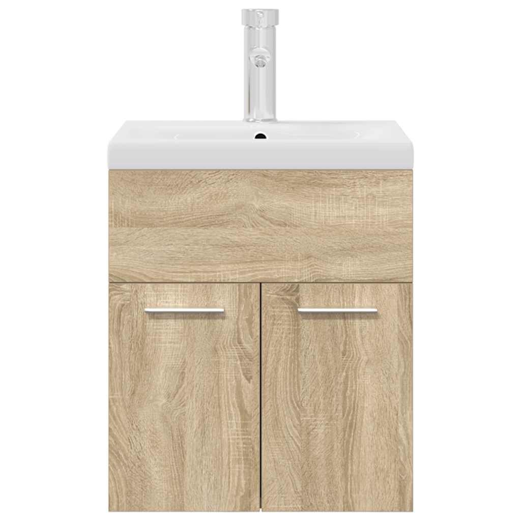 Wastafelmeubel met inbouwwastafel en kraan Sonoma eikenhout is nu te koop bij PeponiXL, paradijselijk wonen!