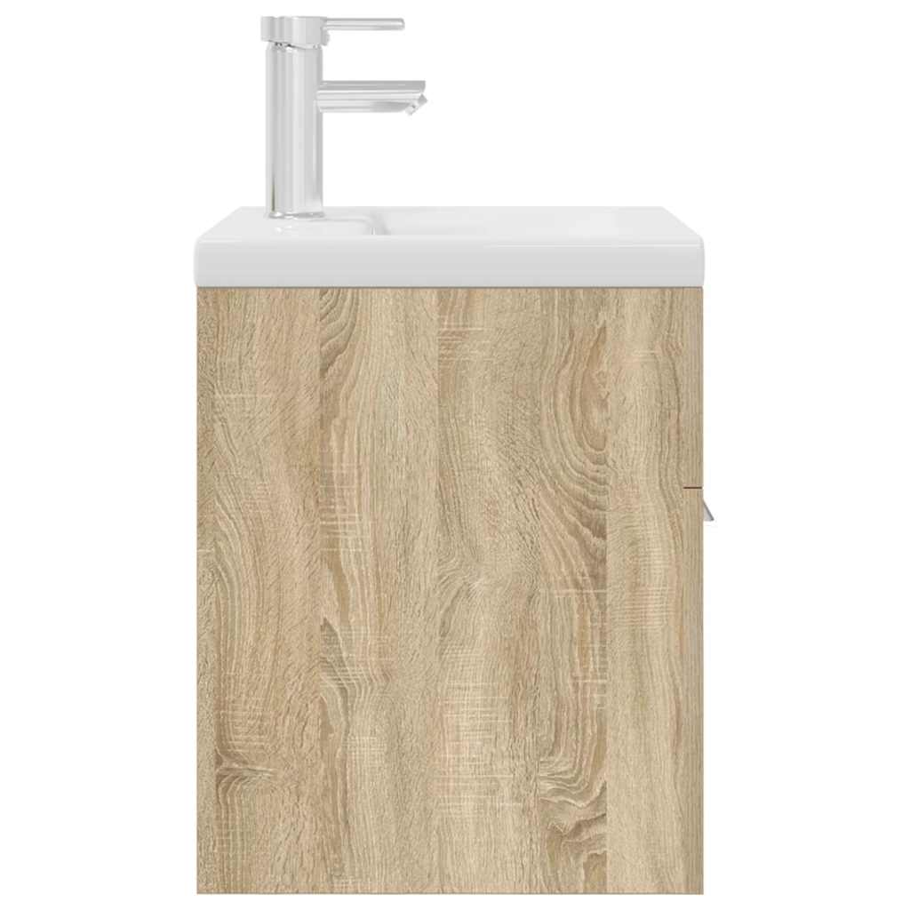 Wastafelmeubel met inbouwwastafel en kraan Sonoma eikenhout is nu te koop bij PeponiXL, paradijselijk wonen!