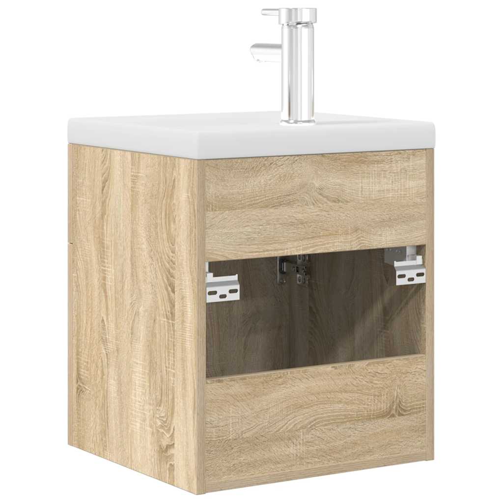 Wastafelmeubel met inbouwwastafel en kraan Sonoma eikenhout is nu te koop bij PeponiXL, paradijselijk wonen!