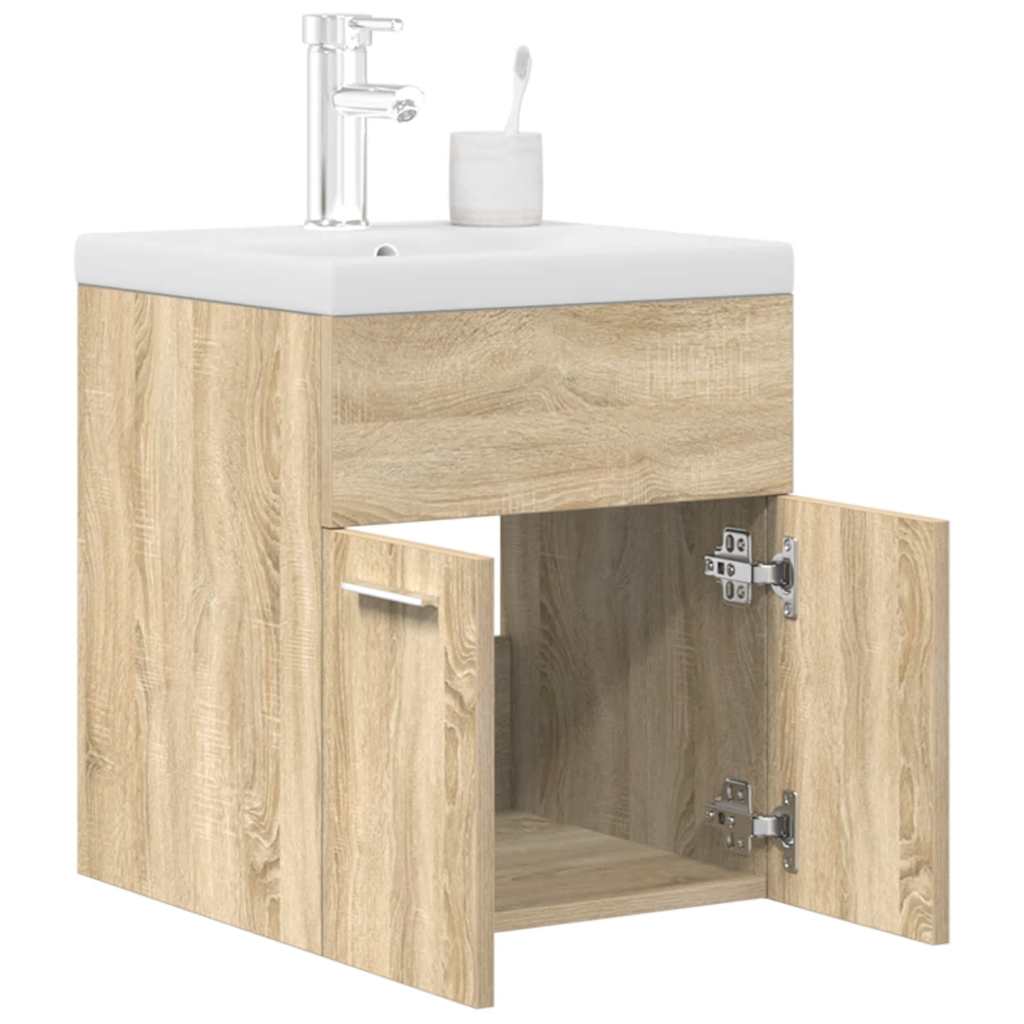 Wastafelmeubel met inbouwwastafel en kraan Sonoma eikenhout is nu te koop bij PeponiXL, paradijselijk wonen!