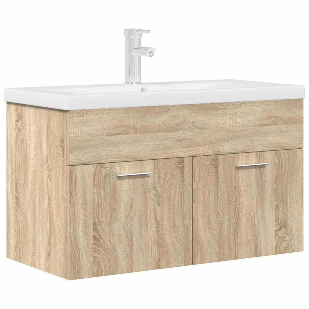 Wastafelmeubel met inbouwwastafel en kraan Sonoma eikenhout is nu te koop bij PeponiXL, paradijselijk wonen!