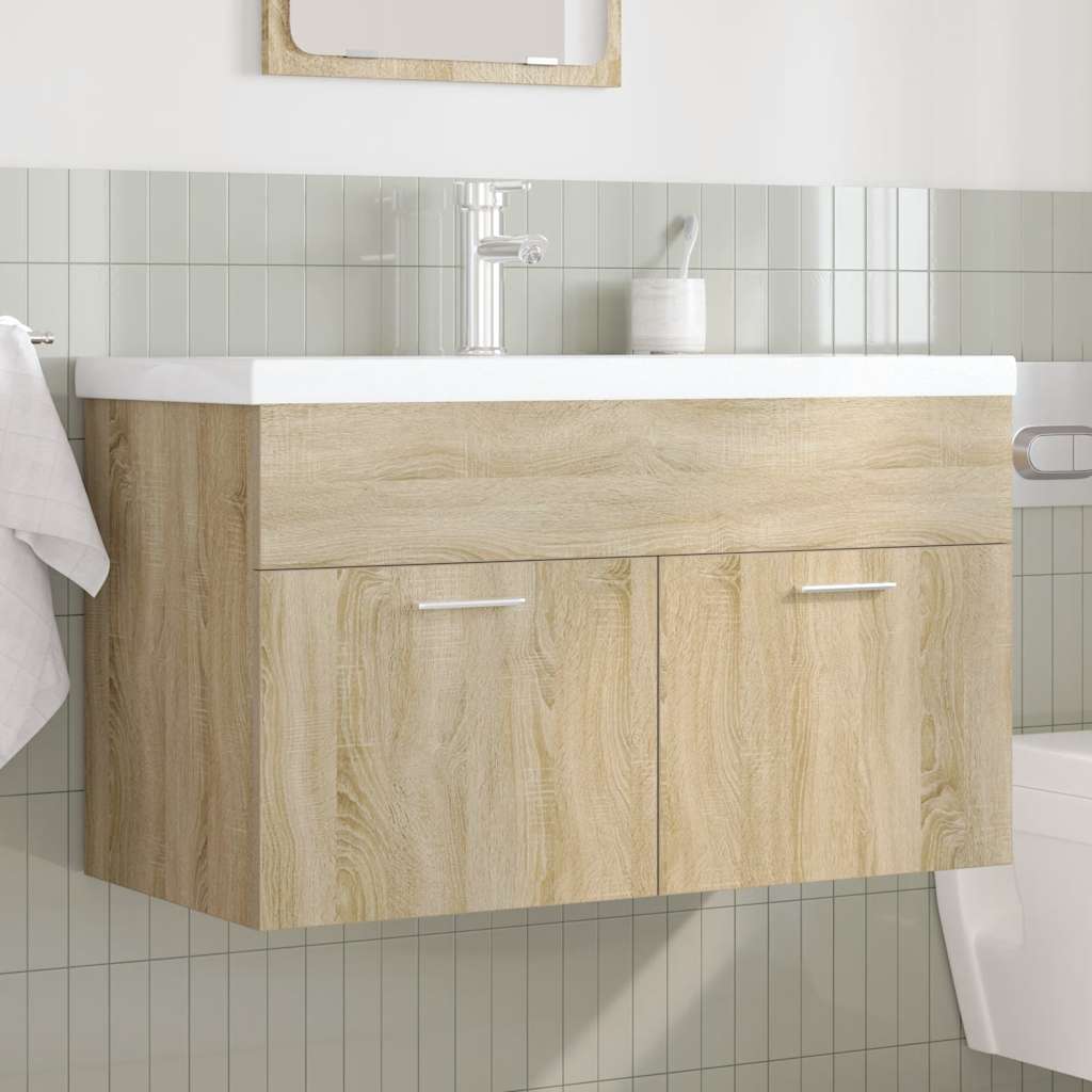 Wastafelmeubel met inbouwwastafel en kraan Sonoma eikenhout is nu te koop bij PeponiXL, paradijselijk wonen!
